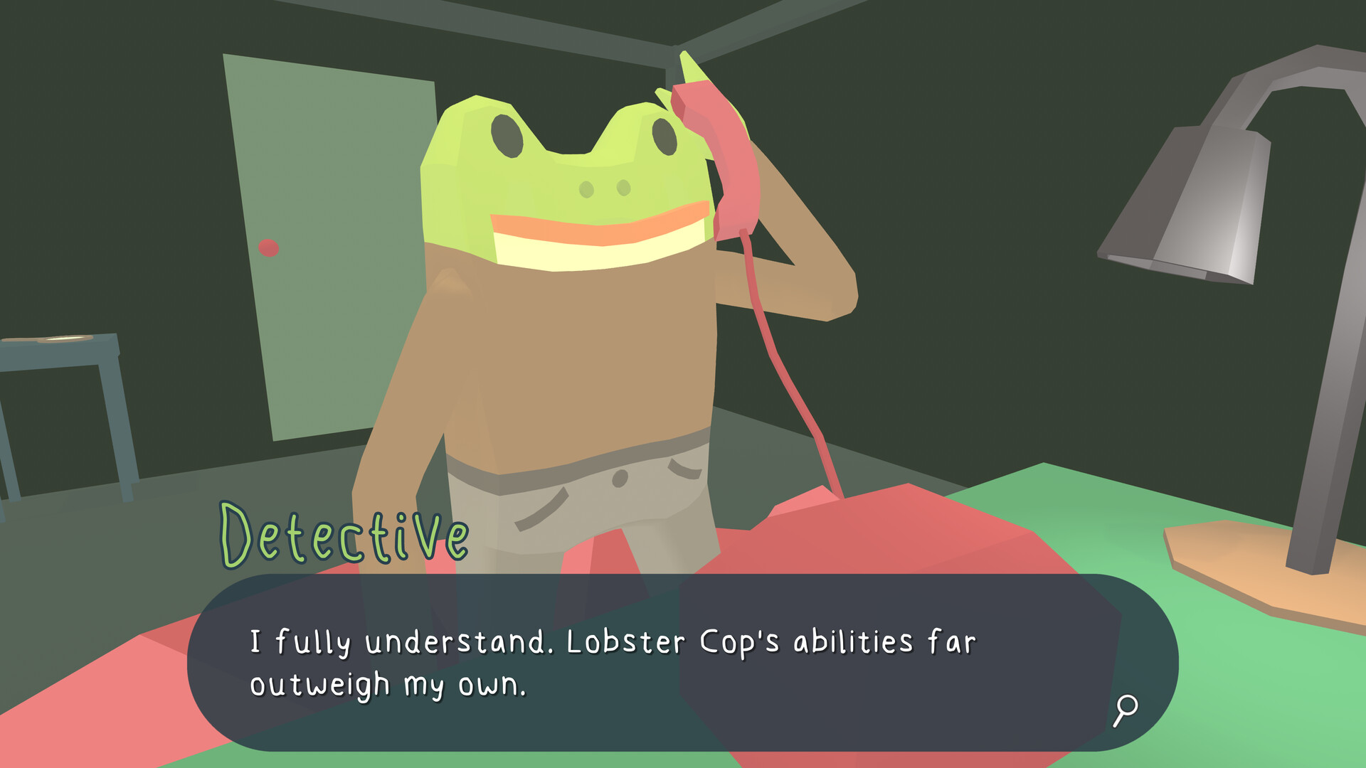 Frog Detective chatting with a silly animal on the haunted island