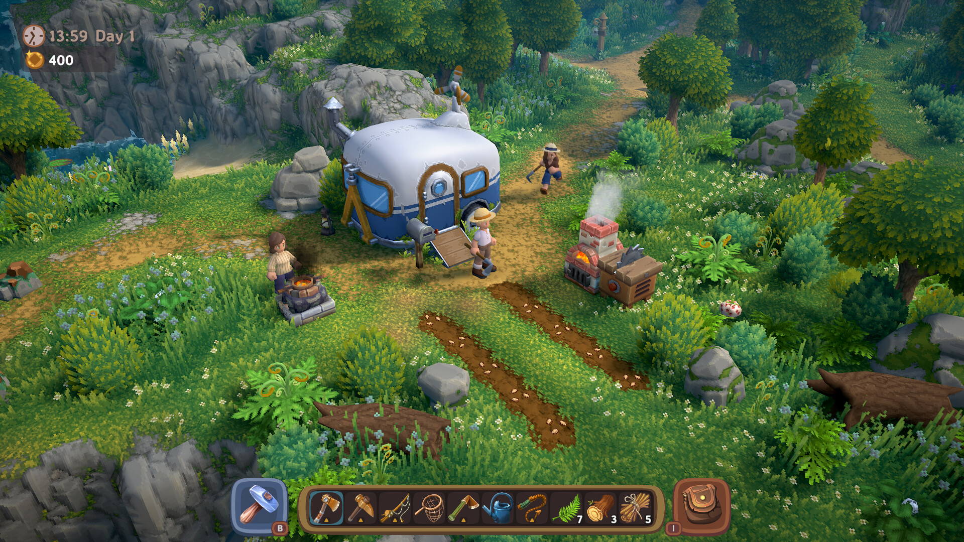Luma Island players farming on a colorful island