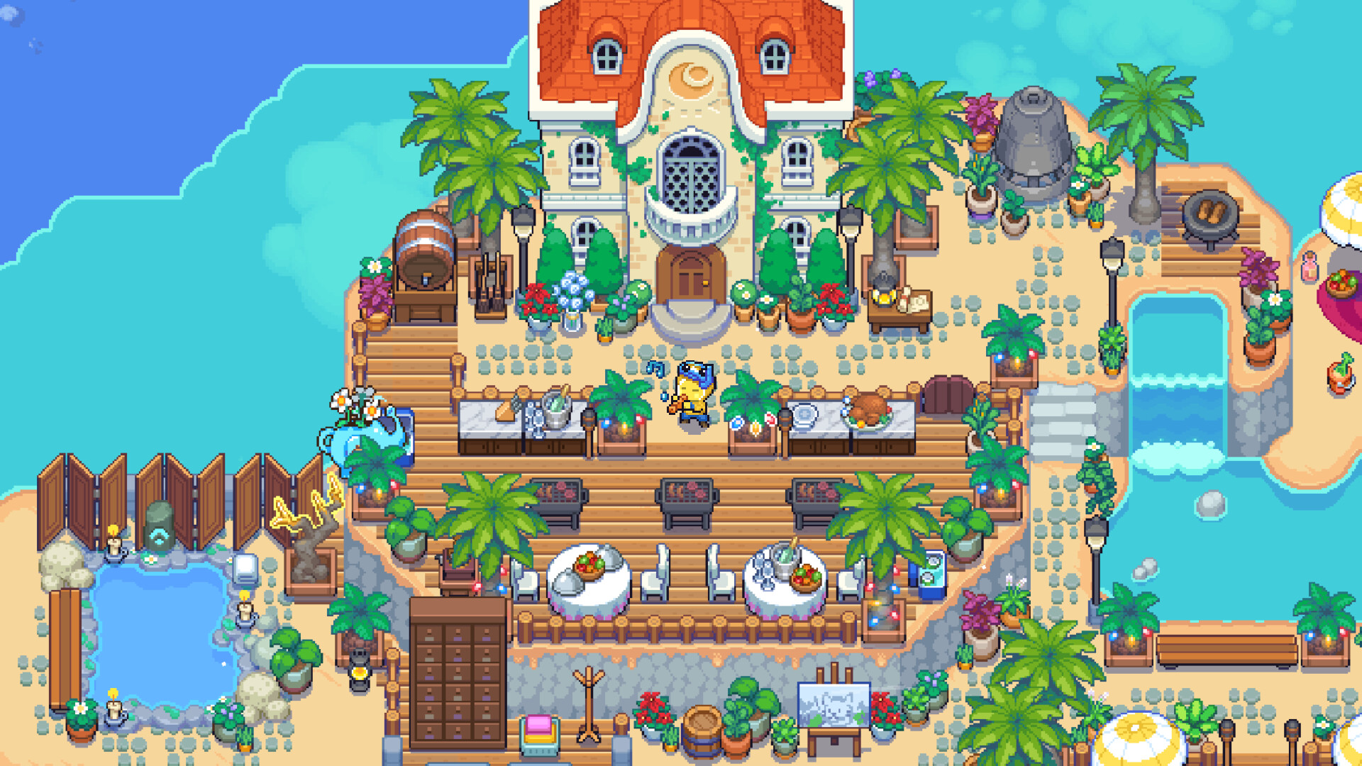 Moonstone Island floating islands and a witch on a broom